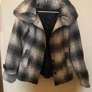 Charlotte Russe Women's Jacket - Black and White Houndstooth
